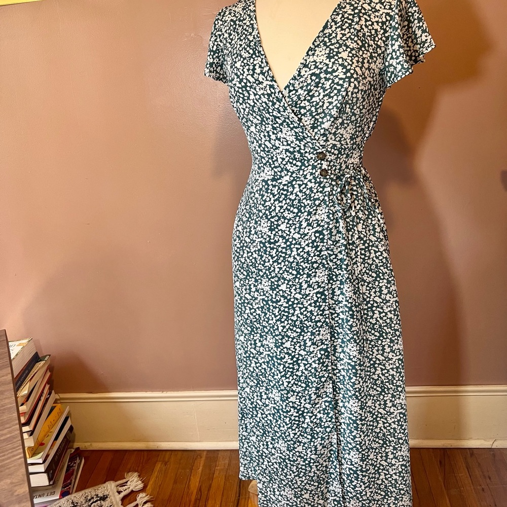 Flowy Faux Wrap Midi Dress
